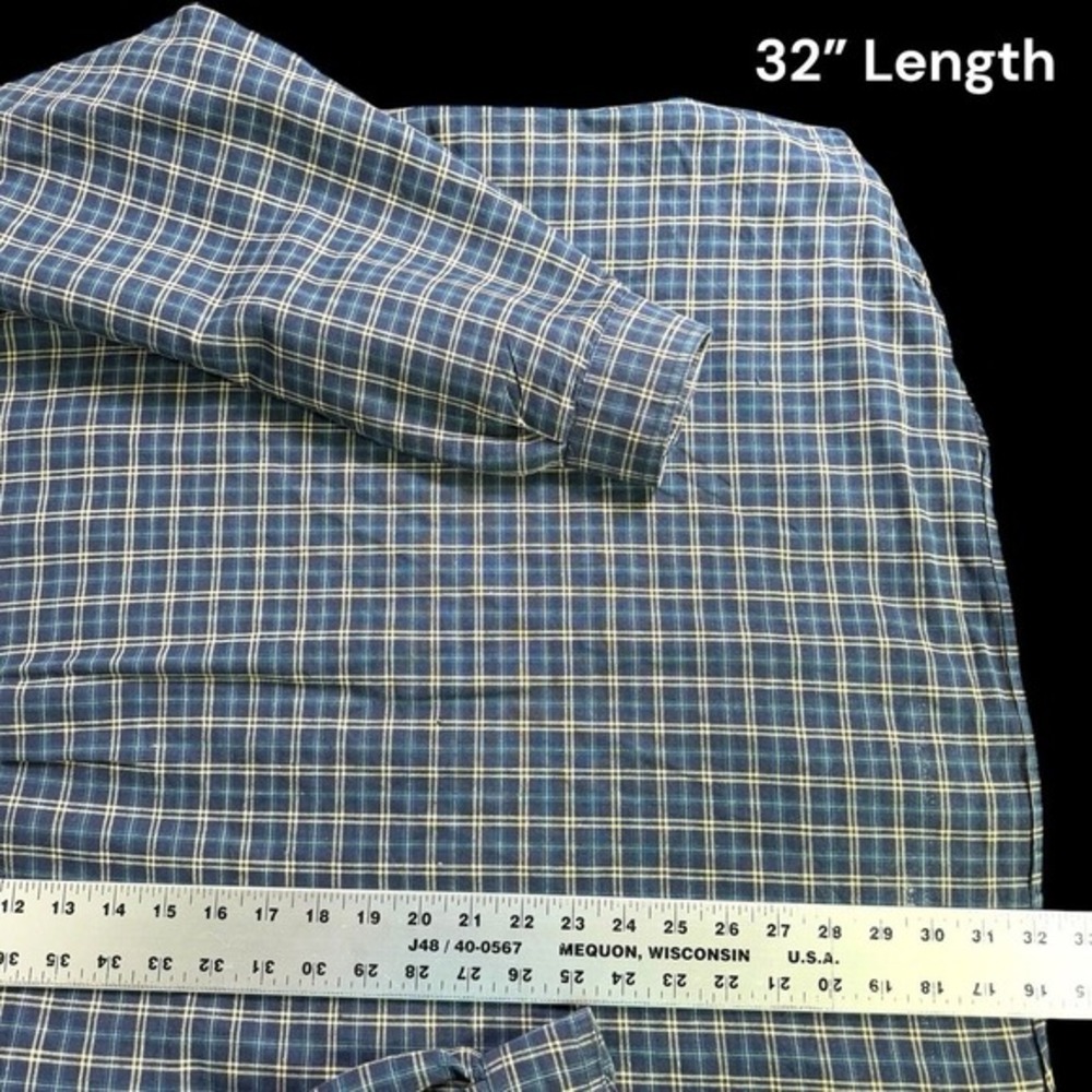 Faded Glory Authentic Button-Up Shirt Men's Long Sleeve Blue Plaid Size XL - Picture 10 of 10